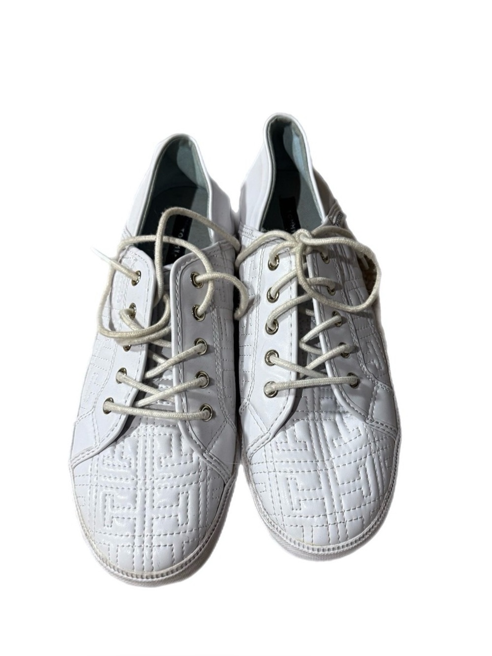 Tommy Hilfiger White Quilted Lace-Up Sneakers